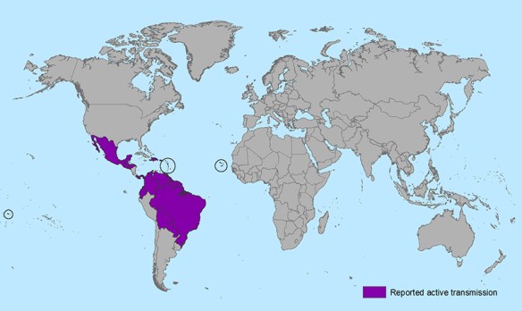 Countries with Reported Active Zika Transmission