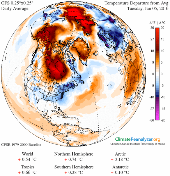 Extreme Arctic Warmth on January 5 2016