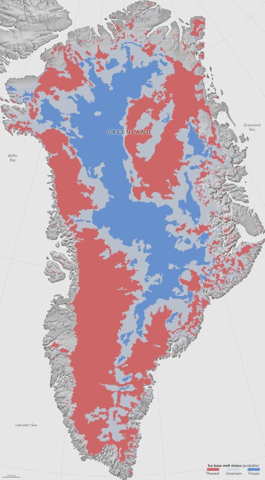 Greenland basal thaw map