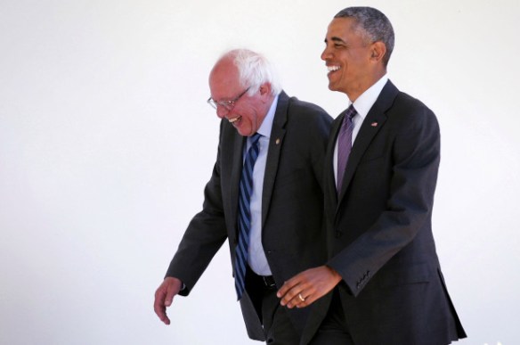 Bernie Sanders (left) and Barack Obama